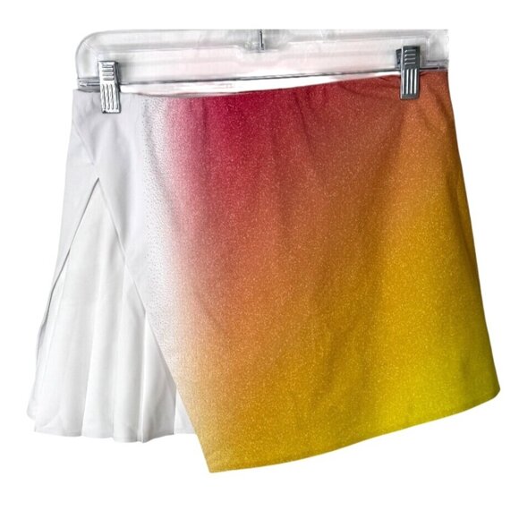 On Court Skirt Skort Side Pleat Run On Clouds White Red Yellow Womens Size S NEW - Picture 1 of 9